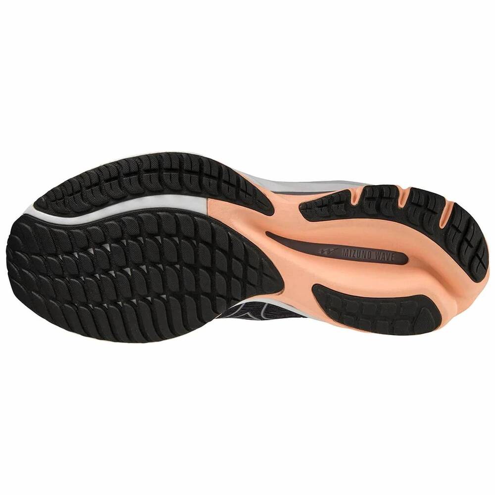 NEW MIZUNO women's wave rider 26 running shoes in odyssey grey/quiksilver - Picture 6 of 6